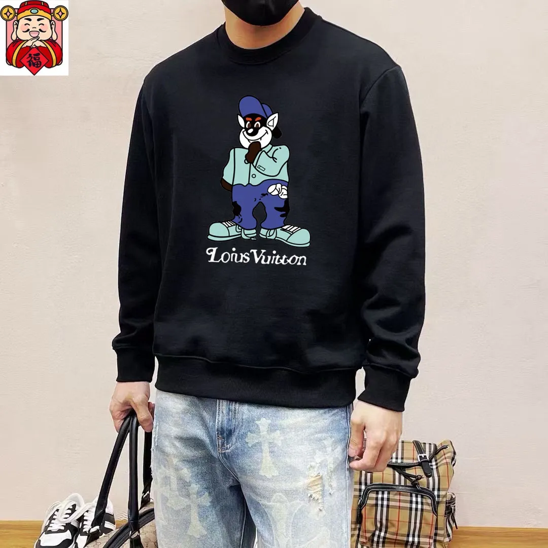 🅿️220 brand [LV Louis Vuitton] (good news for fat people) 2025ss autumn latest long-sleeved round-neck sweatshirt, on sale simultaneously on the official website. Refreshing and breathable. Made of top Tencel Roman. Comfortable and soft. 3D three-dimensional clarity. Super fashion sense. Great for gifting and keeping for yourself. Size: M-5XL (can wear up to 220 pounds)